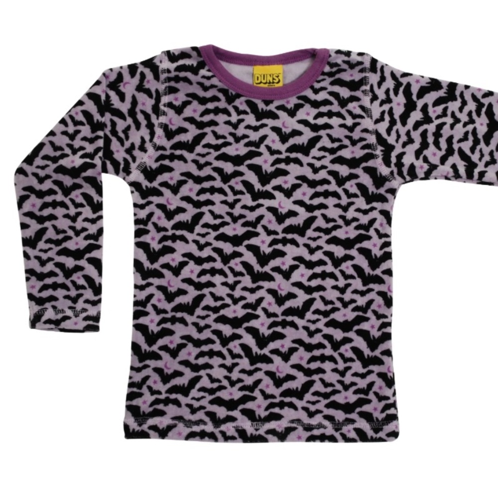 NWT - Duns Sweden velour purple bats long sleeve shirt size EU 146/152